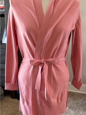 GAP Dusty Rose Knit Cardigan Lightweight Sweater with Tie Belt
